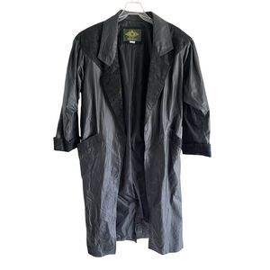 Vintage Avanti Black Leather Jacket Mens Size M Korean Paisley Full Length